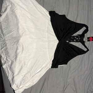 Black and white racer back top